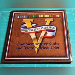 World War II 50th Anniversary Commemorative Coin And Victory Medal Set
